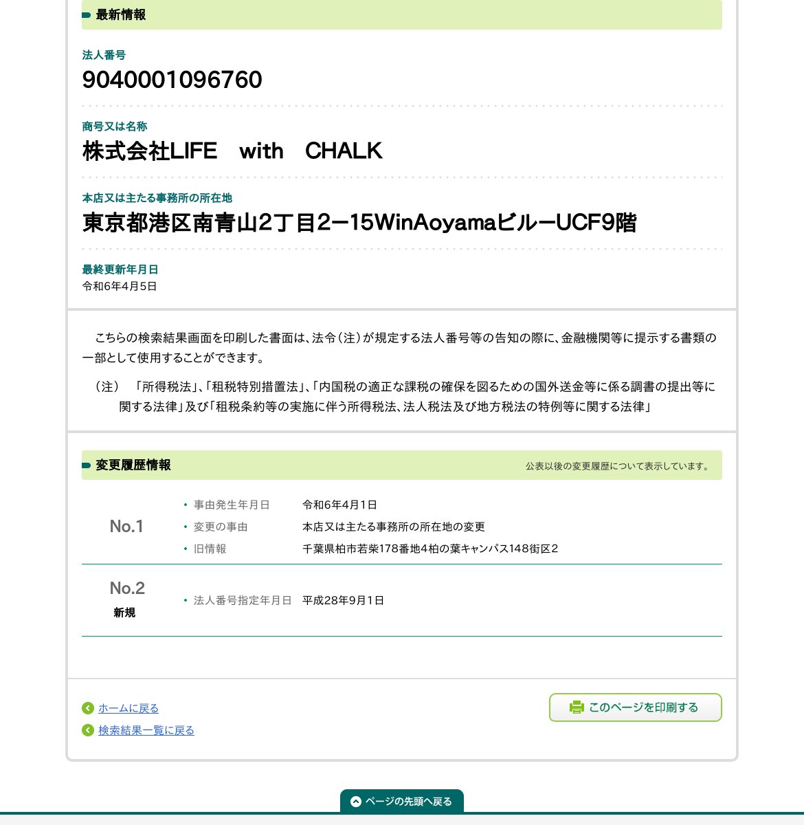 株式会社ＬＩＦＥ ｗｉｔｈ ＣＨＡＬＫのスクリーンショット